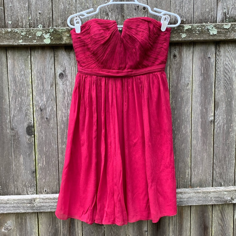 J Crew Strapless Silk Chiffon Dress